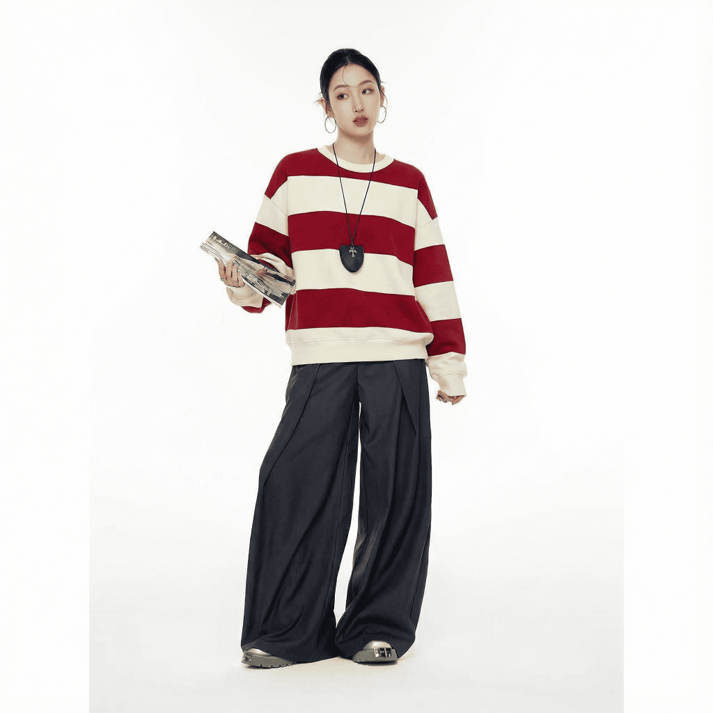 Áo Sweater kẻ sọc ngang form boxy 4M OFFICIAL chất nỉ 2 da, Striped Sweater Unisex Local Brand | BigBuy360 - bigbuy360.vn