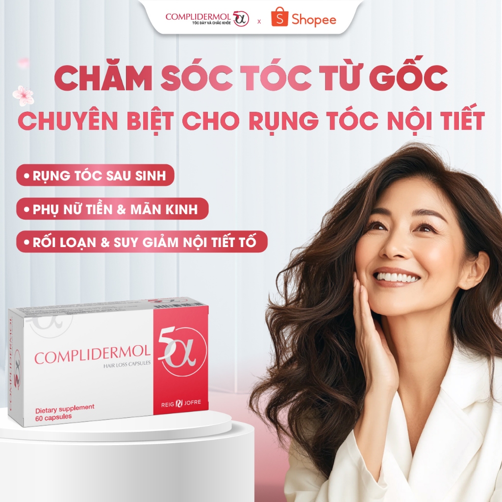 [SALE DATE NGẮN] Viên Uống Mọc Tóc Complidermol 5α  -  Ngăn rụng tóc, tăng cường mọc tóc - Hộp 60 Viên (Date 1/2027)