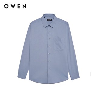 Owen - Áo sơ mi dài tay Regular Fit AR255064DT màu Xanh đậm chất liệu Modal Lenzing