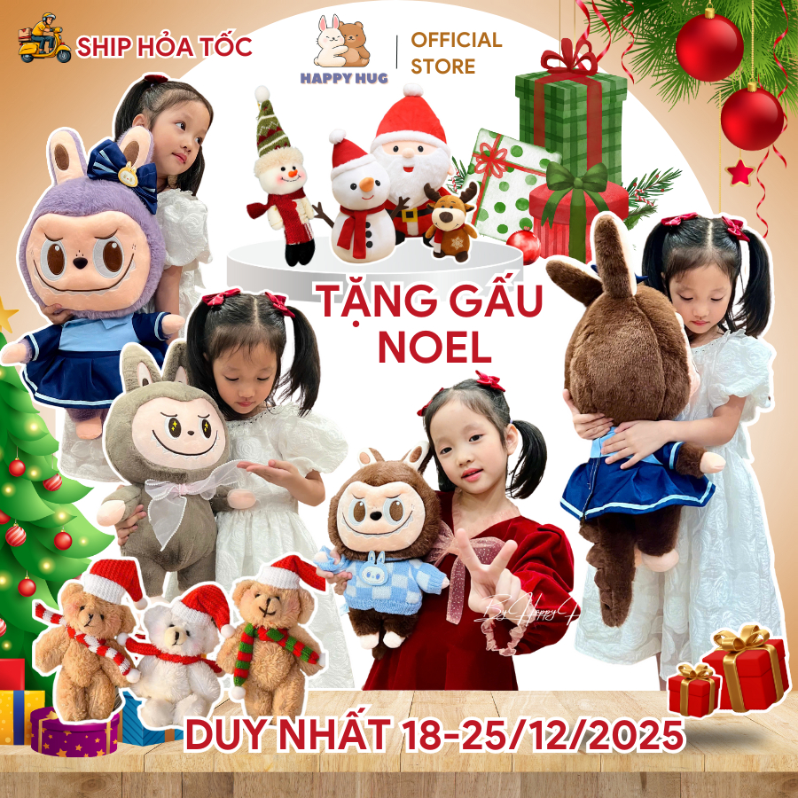 (Tặng Gấu Bông Noel) Gấu bông Labubu Loại Đẹp size 30-65cm dễ thương ...