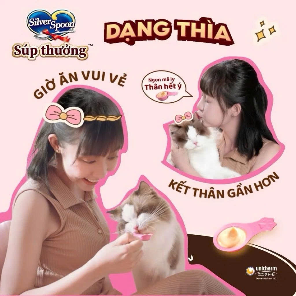 Combo 24 Gói Súp Thưởng Mèo SilverSpoon Dạng Thìa Vị Cá Ngừ/Vị Cá Ngừ Vằn/Vị Thịt Gà/ Hải Sản/Cá Hồi