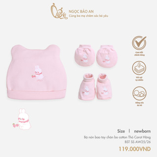 M&B (0-3M) Set nón bao tay chân sơ sinh bo chun chất cotton cao cấp an toàn cho da bé thoáng mát