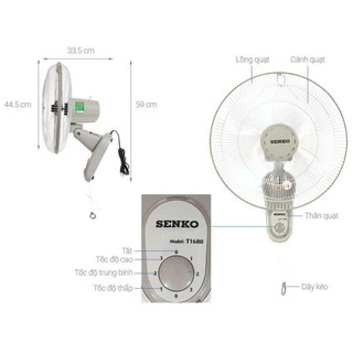 Quạt Treo Tường SENKO TR1628/TR1683 Có Remote, T1680/T1682 1 Dây Chính Hãng Bảo Hành 24 Tháng