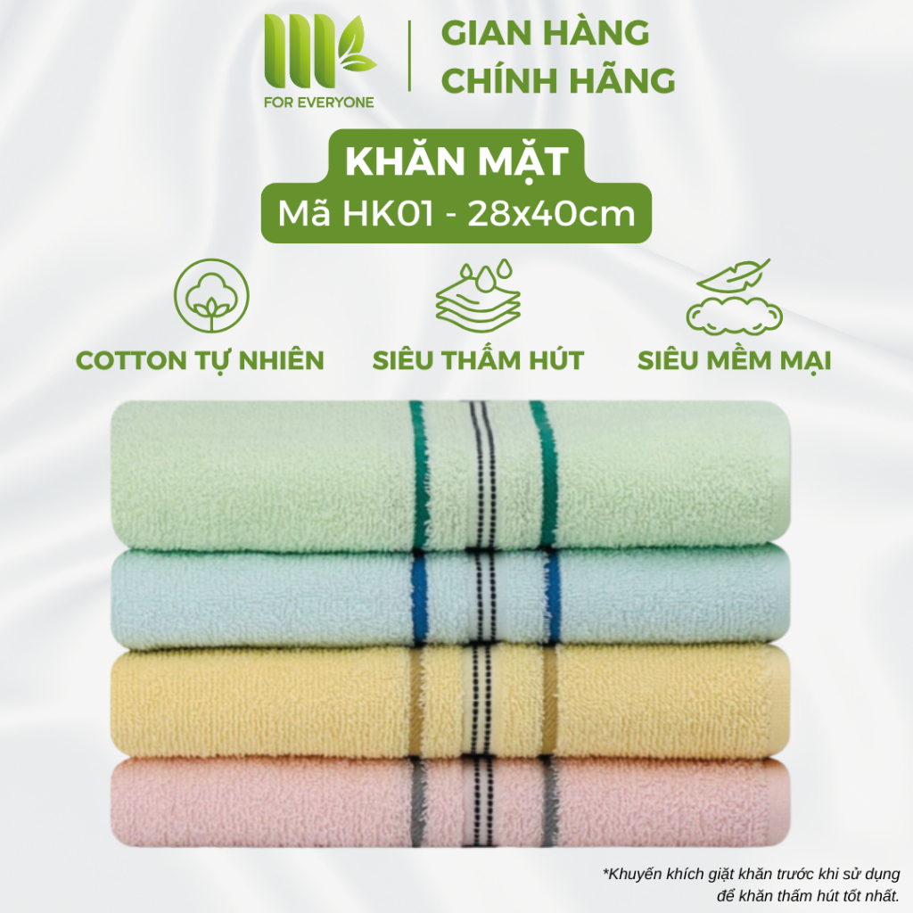 Khăn mặt MK TOWEL cotton 100% tự nhiên mềm mại thấm hút HK01 - kích thước 28x40cm, đa dạng màu sắc