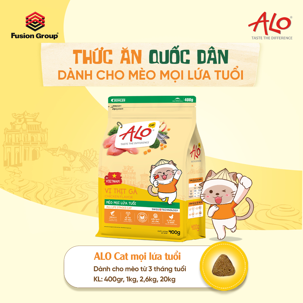 ALO - Hạt Cho Mèo Mọi Lứa Tuổi Vị Gà Túi Zip Đa Dạng Dinh Dưỡng