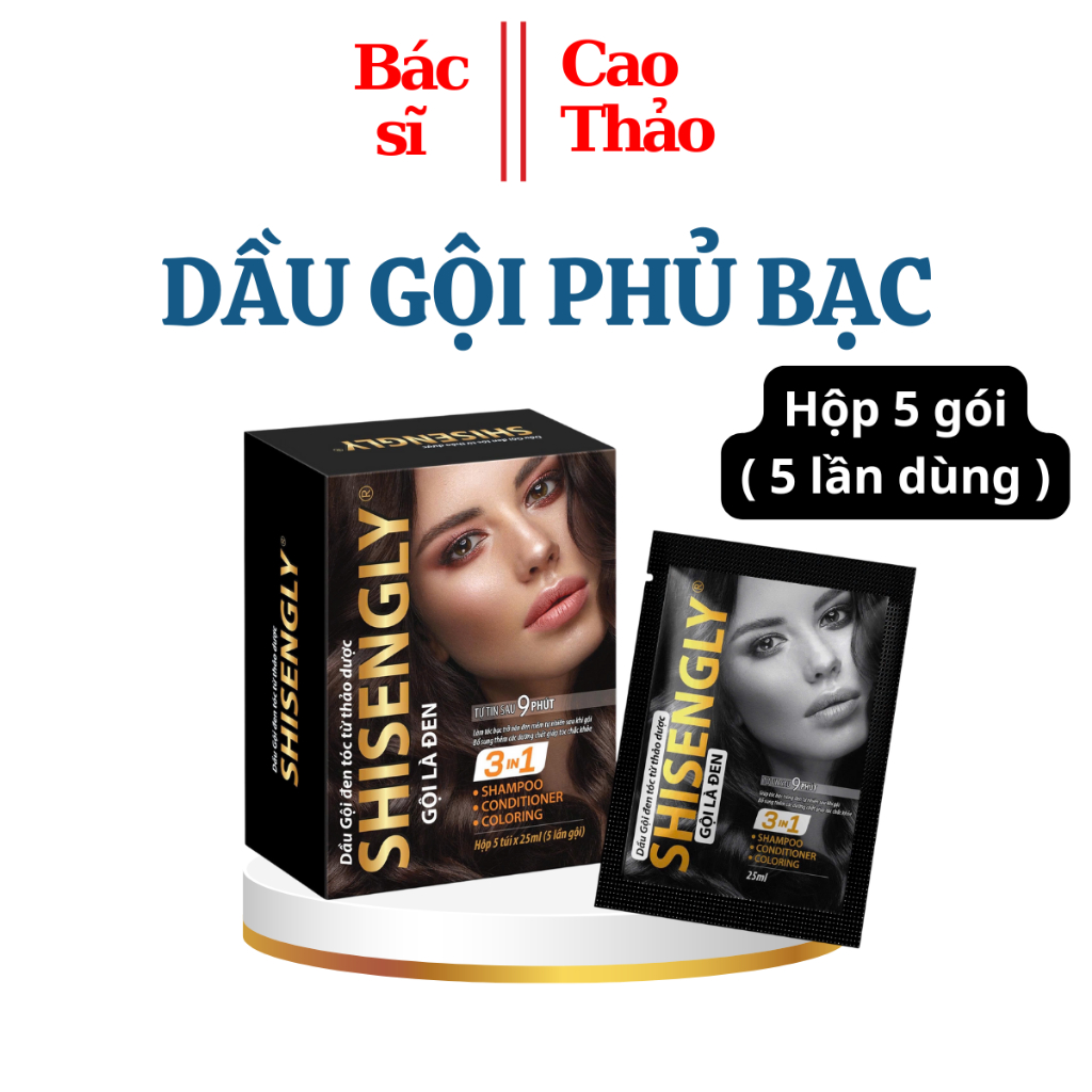 Hộp Dầu Gội Phủ Bạc SHISENGLY Có 5 Gói Cao Cấp Giảm Rụng Tóc Giúp Tóc Chắc Khỏe