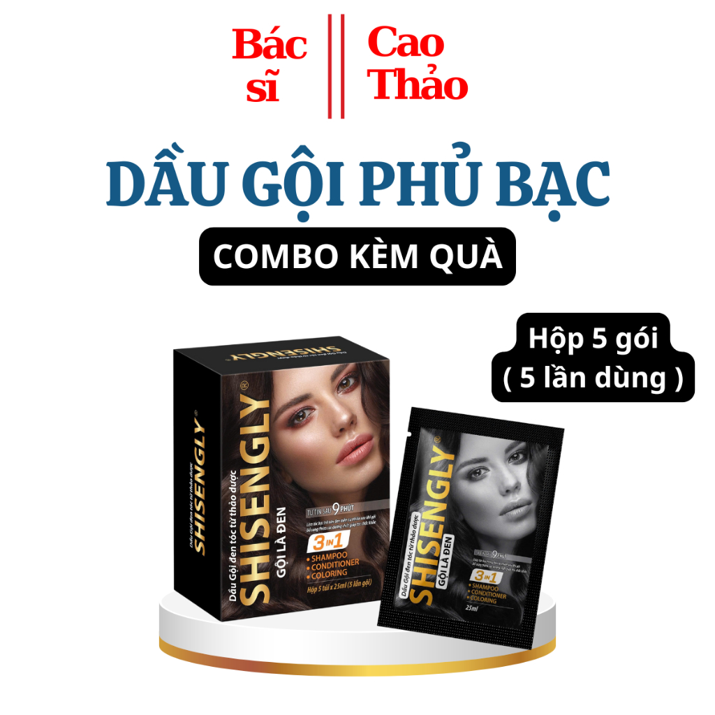 Hộp Dầu Gội Phủ Bạc SHISENGLY Có 5 Gói Cao Cấp Giảm Rụng Tóc Giúp Tóc Chắc Khỏe