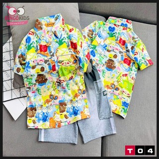 Đồ bé trai trai Sơ mi đẹp họa tiết thời trang, thun lạnh in 3D thun thái đẹp
