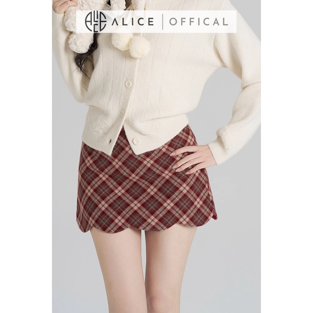 Áo Len Dệt Kim Cao Cấp Alice, Thiết Kế Cổ Bẻ Phối Dây Nơ Nữ Tính, Áo Bo Gấu Tay Dài Bồng A1035