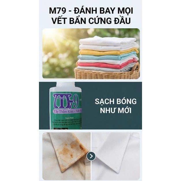 Tẩy Vết Rỉ Sét - Thâm Kim - Vết Ố Trên Vải - M79