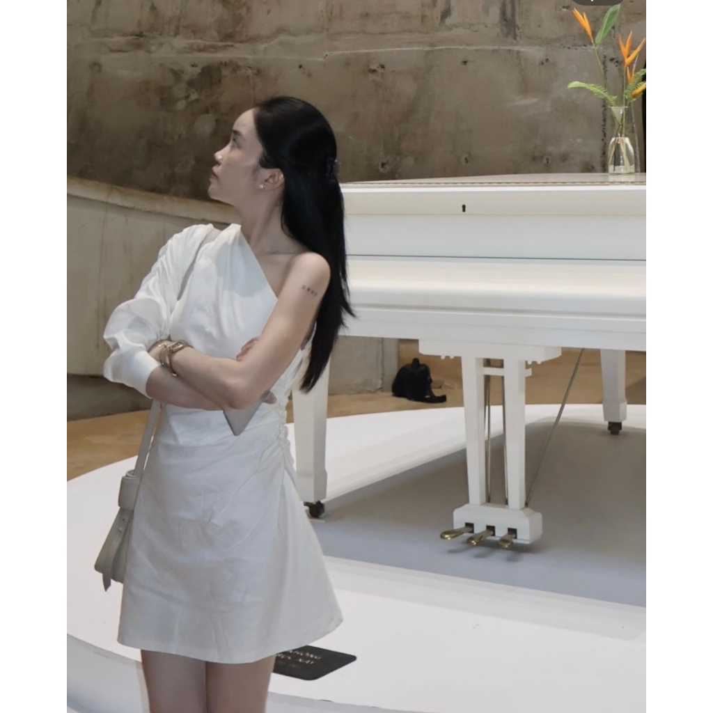𝗞𝗵𝗶𝗲𝘁- Đầm Linen Tưng Premium lệch vai BASIC