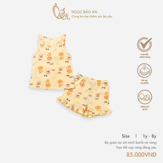 HONEY (1Y-8Y) Bộ quần áo sát nách borib mềm mịn co giãn tốt, thoáng mát dành cho bé gái.