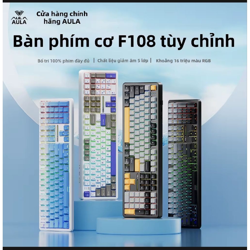 (new)Bàn phím cơ AULA F108Pro 3 mode kết nối ,có màn,pin 8000mah | BigBuy360 - bigbuy360.vn
