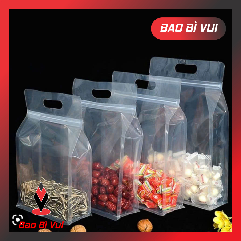 [1kg] Túi zipper trong 8 cạnh có quai xách - BAO BÌ VUI