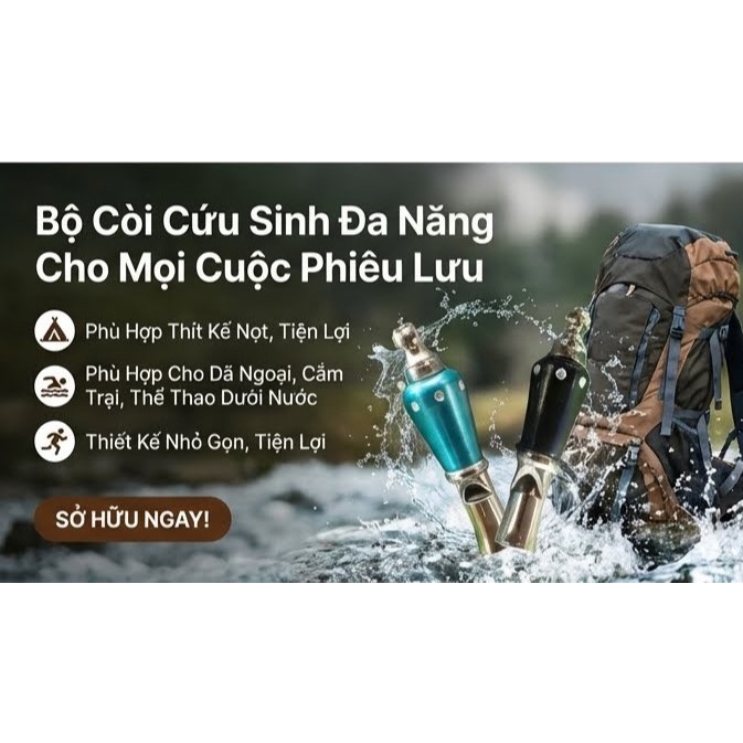 Còi Sinh Tồn -  Cứu Hộ - Luyện Thú Cưng Hàng Cao Cấp Inox 316 Phủ Men Màu