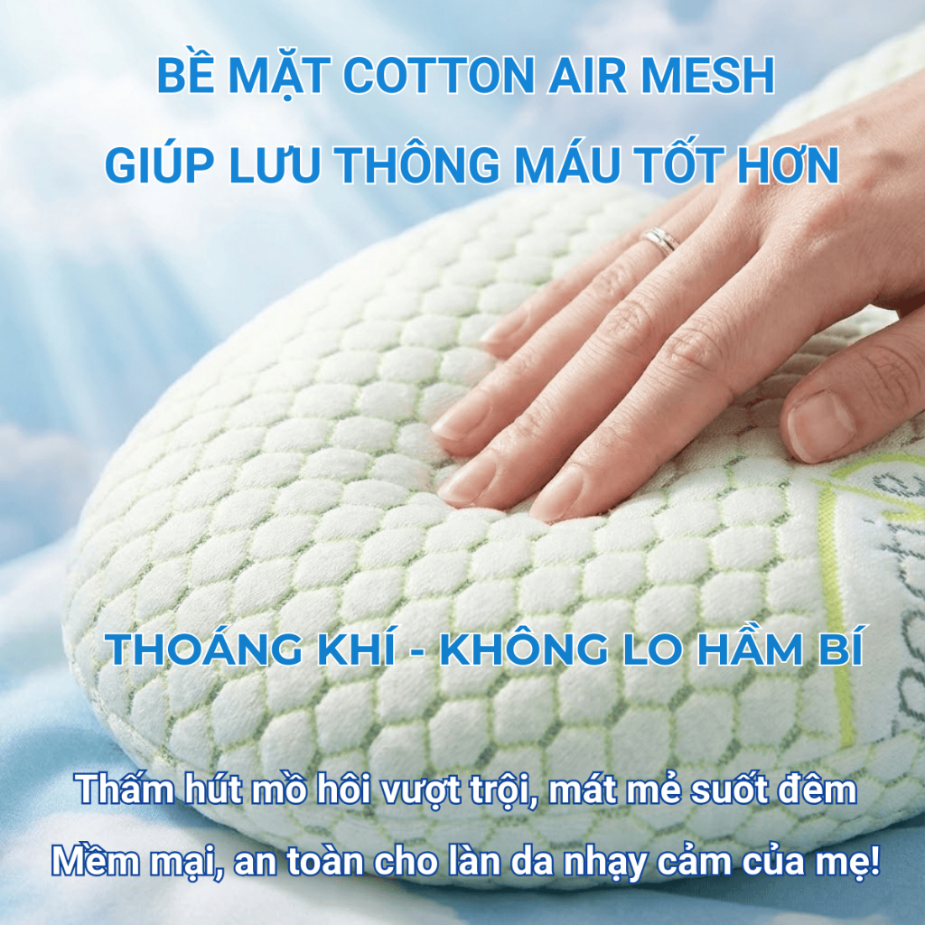 Gối Bầu Cánh Tiên Babi1 Vải Lưới Thoáng Khí, Nâng Đỡ Bụng, Hỗ Trợ Giảm Đau Kèm Gối Kê Lưng Đa Năng