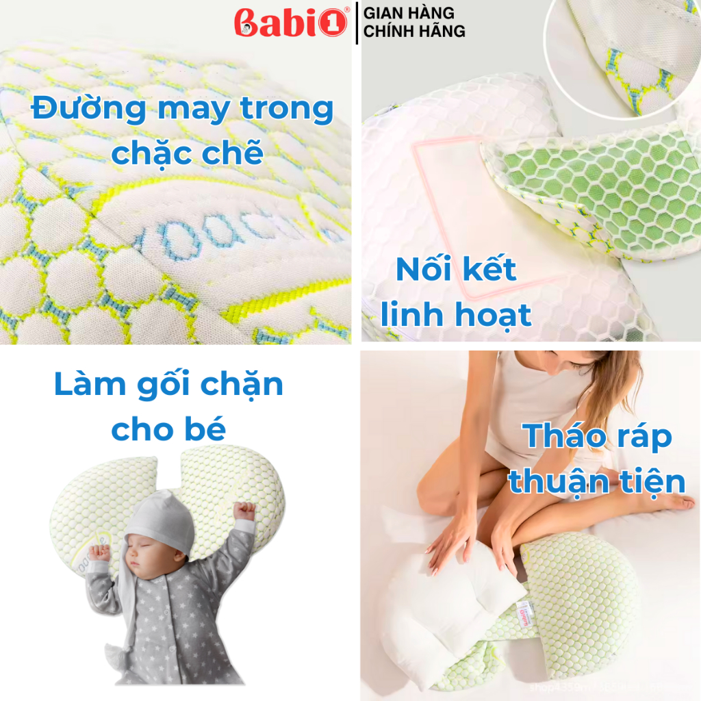 Gối Bầu Cánh Tiên Babi1 Vải Lưới Thoáng Khí, Nâng Đỡ Bụng, Hỗ Trợ Giảm Đau Kèm Gối Kê Lưng Đa Năng