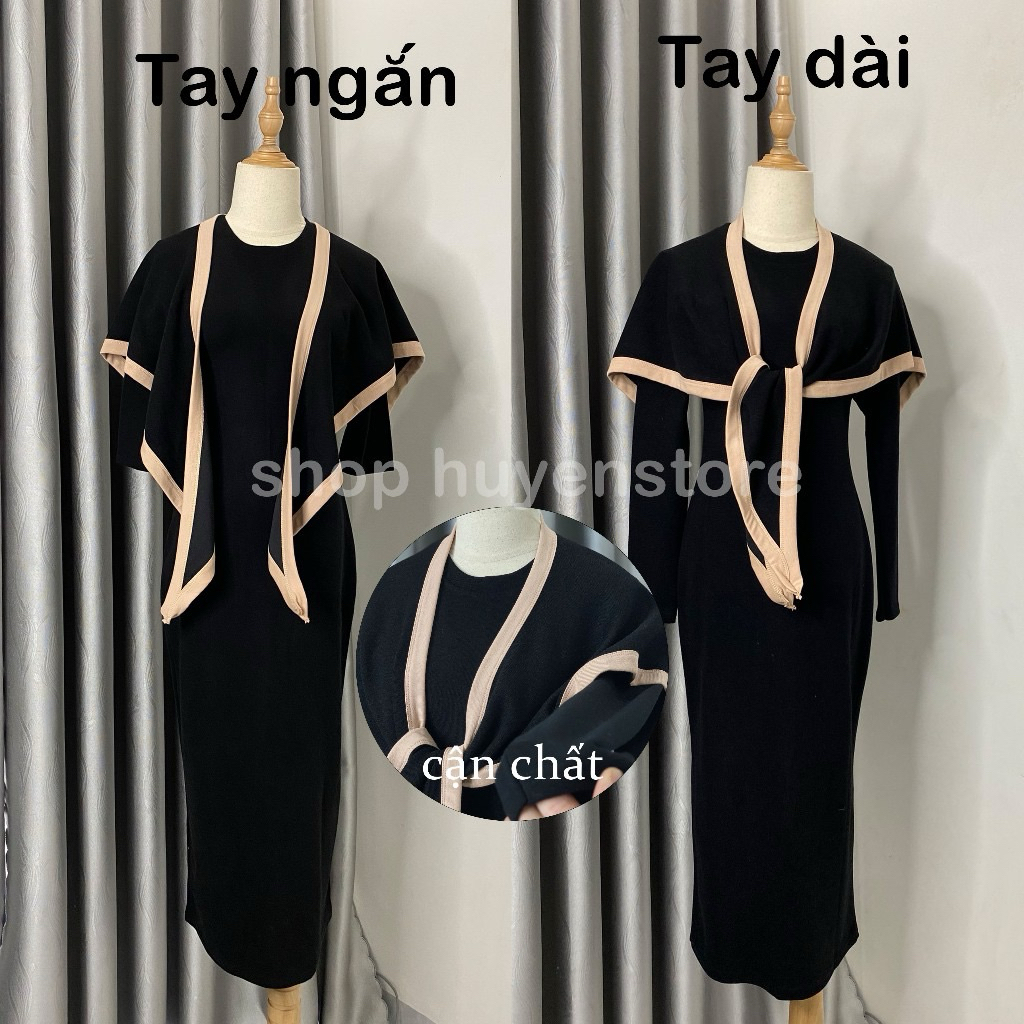 Váy Len Lông Thỏ Mềm Mịn Cổ Tròn Dáng Body Dài Kèm Khăn Choàng Vai Kèm Ảnh Thật