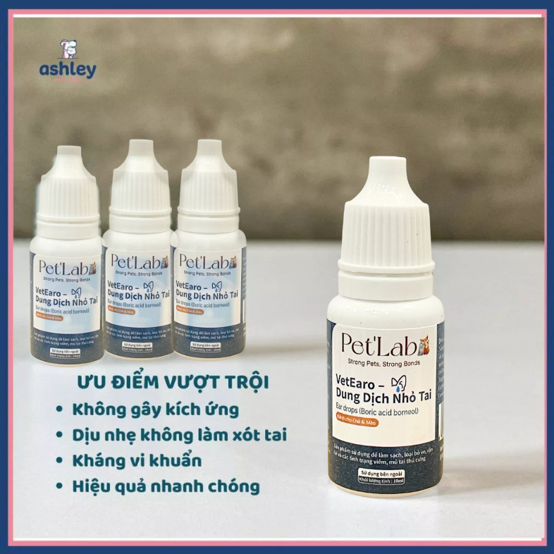 Nhỏ tai chó mèo chống viêm, rận tai Pet' Lab Medipet dành cho chó mèo an toàn không xót, không nhờn