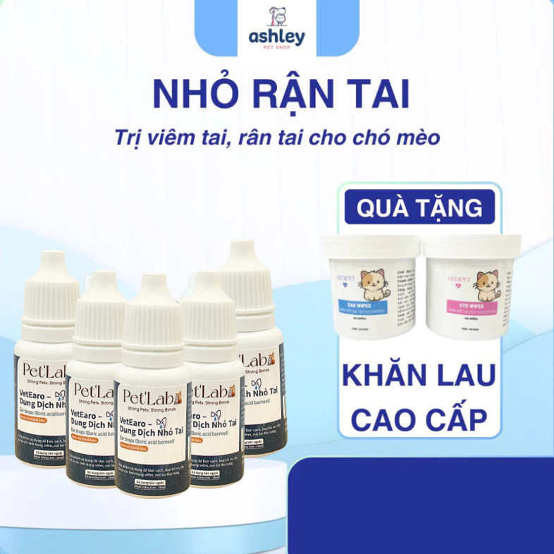 Nhỏ tai chó mèo chống viêm, rận tai Pet' Lab Medipet dành cho chó mèo an toàn không xót, không nhờn