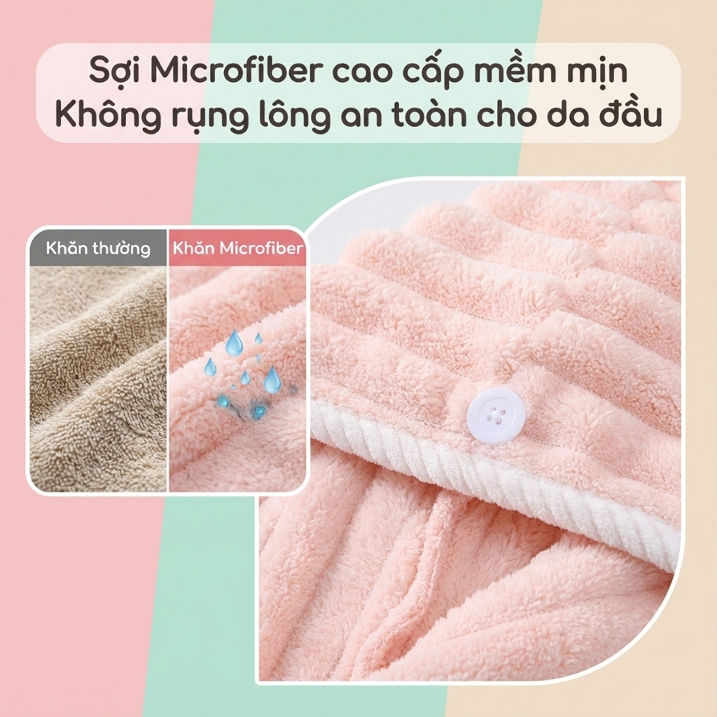 Khăn Quấn Tóc Nhanh Khô Tiện Lợi JYoohome Mũ Ủ Tóc Siêu Thấm Hút Bảo Vệ Tóc Giảm Hư Tổn Hiệu Quả