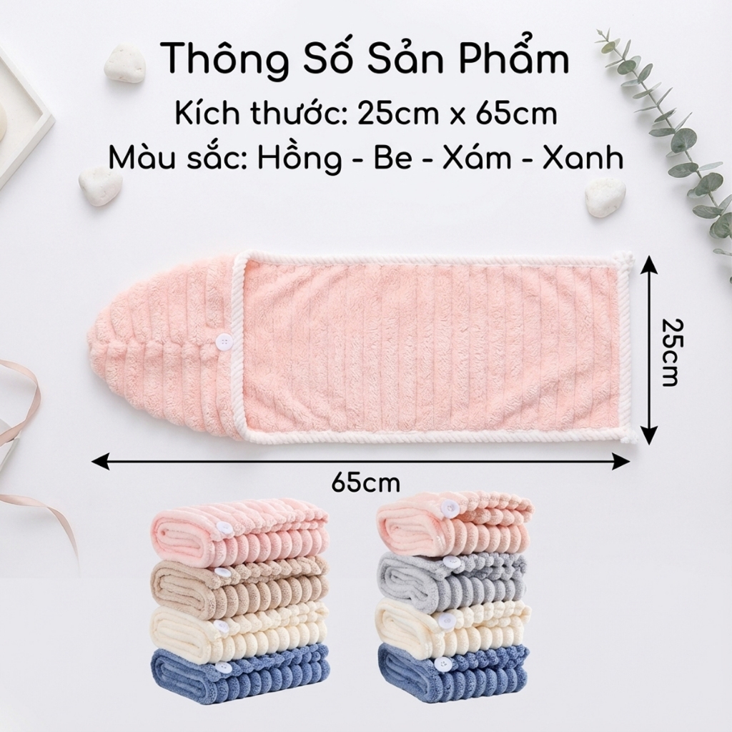 Khăn Quấn Tóc Nhanh Khô Tiện Lợi JYoohome Mũ Ủ Tóc Siêu Thấm Hút Bảo Vệ Tóc Giảm Hư Tổn Hiệu Quả