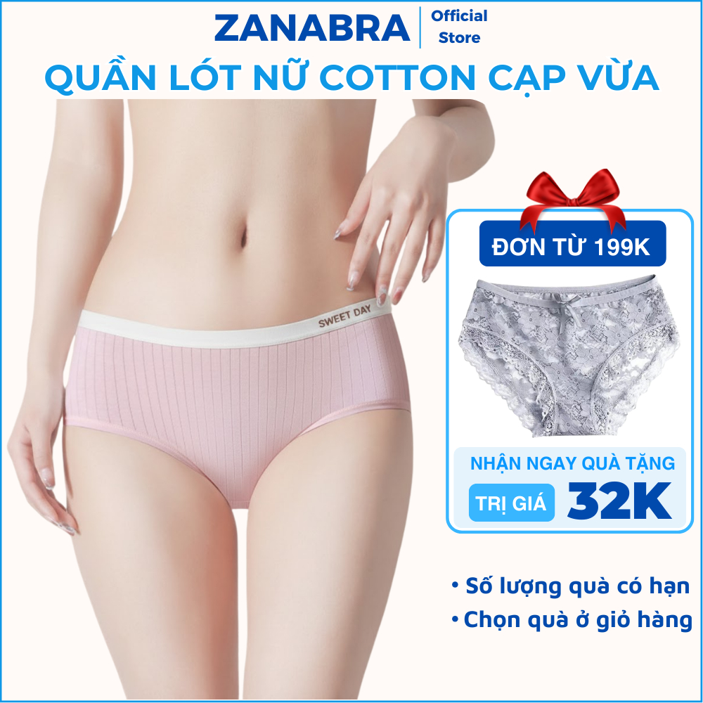 Quần Lót Nữ Cạp Vừa Gam Màu Xinh, Quần Lót Cotton Co Dãn 4 Chiều ZANABRA L0763