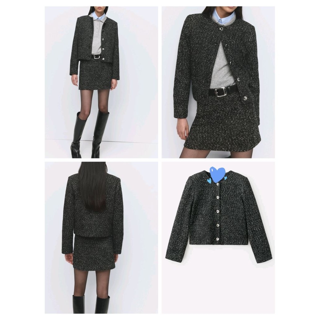 (BomoHouse) Set áo và chân váy ngắn dạ tweed mềm Mng0* bigsize - dư xịn.