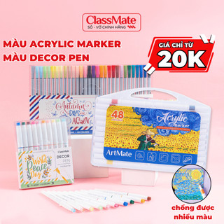 Bộ Màu Acrylic Marker Artmate Chồng Được Màu, Vẽ Trên Nhiều Chất Liệu, Bút Decor Pen Classmate Viết Calligraphy Tô Màu