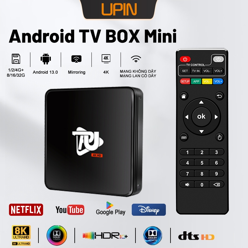 Upin Mini Android TV Box: Độ phân giải 4K, hệ điều hành Android/bộ nhớ ...