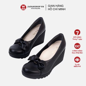 Giày Kosu nữ đính nơ, Giày da đế xuồng mang nhẹ, êm, chống trơn trượt Nội Địa Nhật 24M26