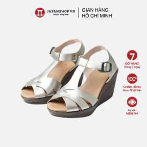 Sandal đế xuồng cao 8cm siêu êm Kosu 23002, xăng đan công sở chống thấm nước chính hãng Nhật Bản