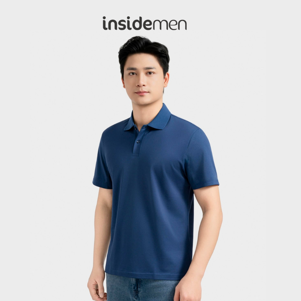 Áo Polo Nam Insidemen Regular Fit Xanh Tím Than Polyester Spandex, Phong Cách Trẻ Trung IPS099EDP01