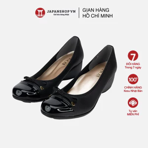 Kosu Giày da đế xuồng đính nơ 4,5cm, giày công sở nữ dáng sang, nhẹ, êm chân chính hãng 24422