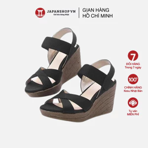 Dép sandal nữ quai chéo đế xuồng 19966 dáng sang, siêu nhẹ, cao gót 8cm made in Japan Kobe Nhật Bản