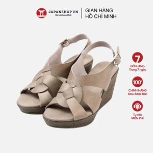 Sandal đế xuồng siêu êm cao 8cm Slingback KOSU KS-23003, xăng đan công sở siêu nhẹ chống thấm nước chính hãng Nhật Bản