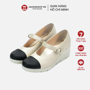 Giày da nữ Mary Jane 5,5cm Kosu 24009, Giày búp bê đế xuồng siêu êm, siêu nhẹ không thấm nước chính hãng Nhật Bản