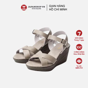 Sandal đế xuồng 8cm siêu nhẹ siêu bền Kosu KS-23004, Xăng đan công sở chống thấm nước đi mưa, đi bộ chính hãng Nhật Bản