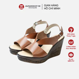 Sandal đế xuồng cao 9cm Kosu 24020, giày công sở siêu nhẹ, chống nước, thoải mái đi bộ Nhật Bản