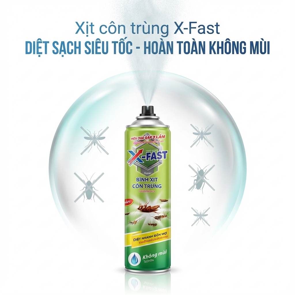 Bình Xịt Ruồi Muỗi Kiến Gián Côn Trùng 600ml X-Fast Nước Diệt Côn Trùng Trong Nhà Đa Năng