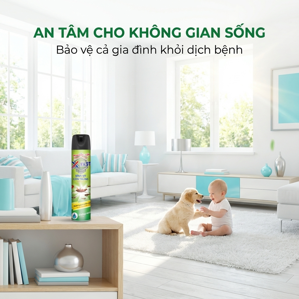 Bình Xịt Ruồi Muỗi Kiến Gián Côn Trùng 600ml X-Fast Nước Diệt Côn Trùng Trong Nhà Đa Năng