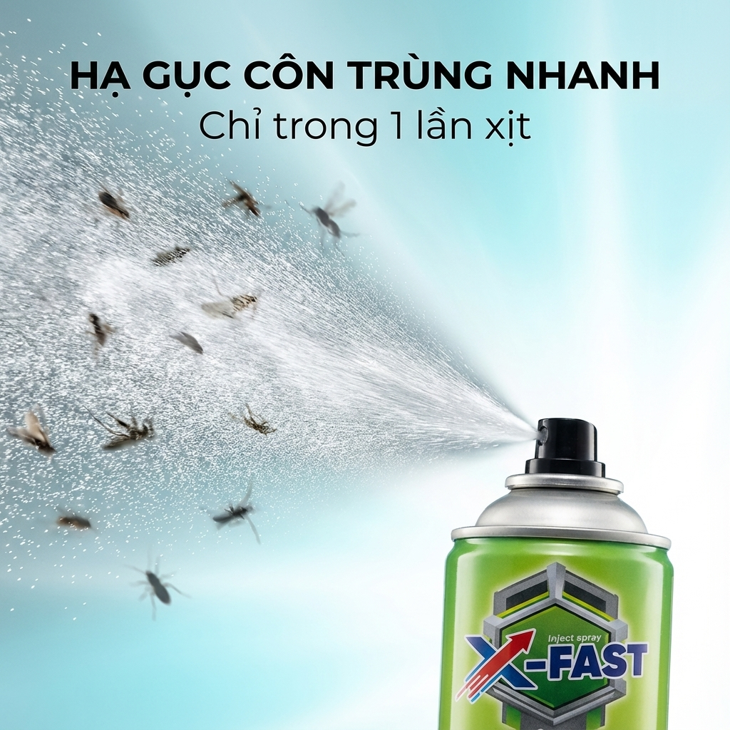 Bình Xịt Ruồi Muỗi Kiến Gián Côn Trùng 600ml X-Fast Nước Diệt Côn Trùng Trong Nhà Đa Năng