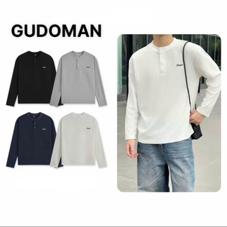 [hottrend] Áo Thun Dài Tay Cổ Tàu Thêu Chữ Chất Liệu Cotton Waffle Mềm Mịn Unisex Nam Nữ