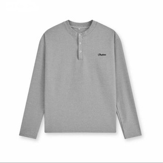 [hottrend] Áo Thun Dài Tay Cổ Tàu Thêu Chữ Chất Liệu Cotton Waffle Mềm Mịn Unisex Nam Nữ