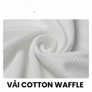 Áo Thun Nam Cổ Tàu Thêu Chữ Tay Ngắn 3 Cúc Chất Liệu Cotton Tổ Ong Thoáng Mát