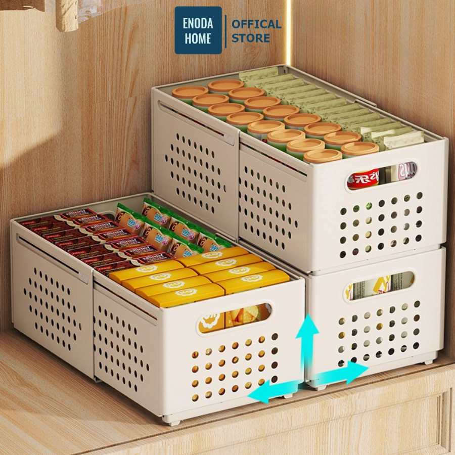 Khay Đựng Đồ ENODA HOME Thu Gọn Chiều Dài, Khay Chia Ngăn Tủ Có Thể Xếp Chồng, Khay Đựng Gia Vị Bếp Q047