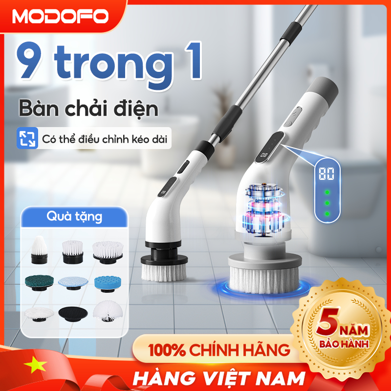 【9 trong 1】MODOFO Màn hình kỹ thuật số Bàn chải làm sạch điện Bếp Bàn chải làm sạch phòng tắm