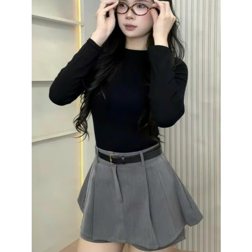 Quần Váy Nữ Thiết Kế 2 Tầng Cạp Cao Có Quần Short Chống Lộ Khóa Kéo Sau Tôn Dáng -  868