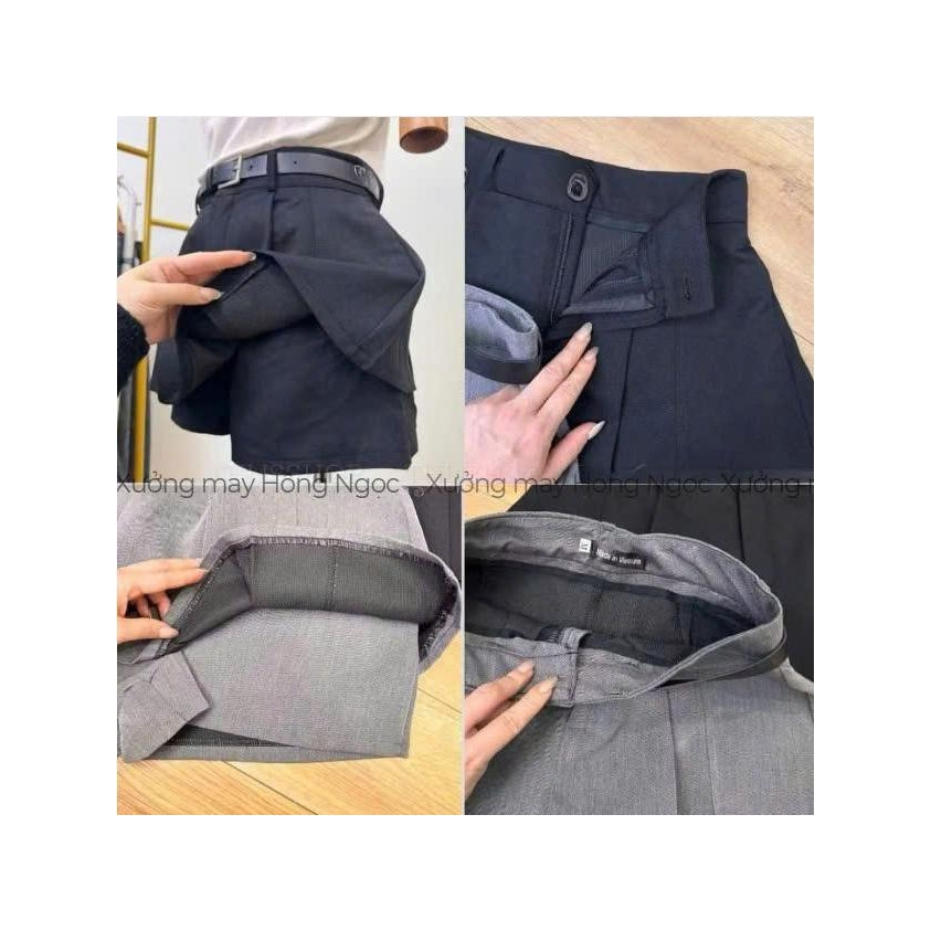 Quần Váy Nữ Thiết Kế 2 Tầng Cạp Cao Có Quần Short Chống Lộ Khóa Kéo Sau Tôn Dáng -  868