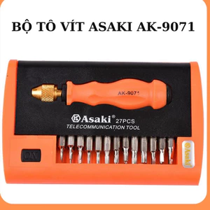 Bộ tô vít Asaki AK-9071, bộ tô vít sửa điện thoại Asaki AK-9071, hộp tua vít bộ tuốc nơ vít sửa đồng hồ 27 chi tiết Asak